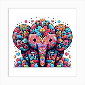 Elephant With Flowers 1 Art Print