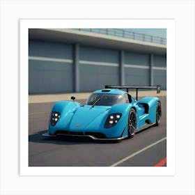 Blue Race Car Art Print