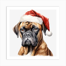 Boxer Dog With Santa Hat 7 Art Print