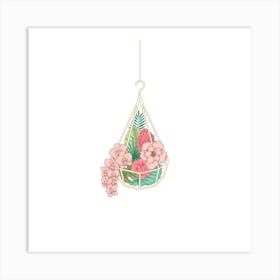 Hanging Basket With Flowers Art Print