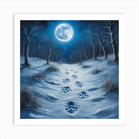 Paw Prints In The Snow 1 Art Print