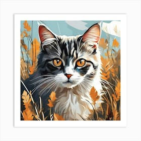 Cat In The Grass Art Print