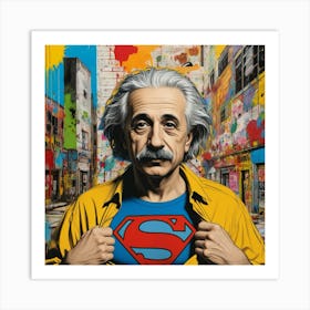 Superman Albert Einstein Art Print