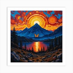 Sunset Over The Mountains 1 Art Print