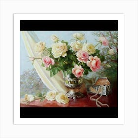 Roses In A Vase Art Print