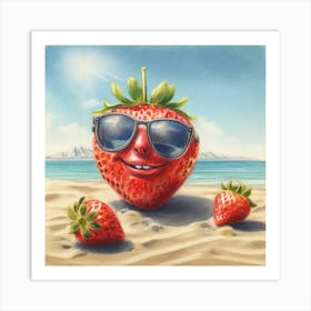 Strawberry On The Beach Art Print