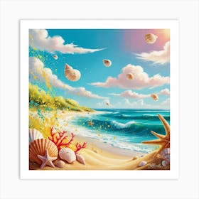 Sea Shells On The Beach Art Print