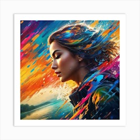 Girl With The Rainbow Hair Art Print