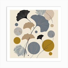 Scandinavian style, Tropical leaves of ginkgo biloba 3 Art Print