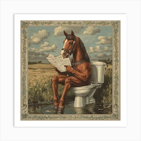 Horse Reading Newspaper 10 Art Print