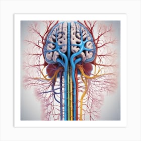 Human Brain With Blood Vessels 5 Art Print