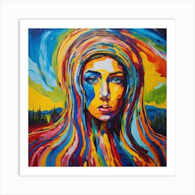 Woman With Colorful Hair 3 Art Print