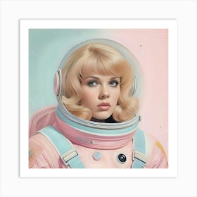 Retro Pastel Female Astronaut 4 Art Print