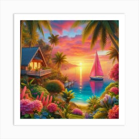 Sunset On The Beach Art Print