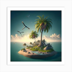 Island With Palm Trees Art Print