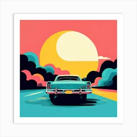 Retro Illustration Cartoon Vibrant Colors Pastel Black White Gradient Nostalgic Animated (6) Art Print