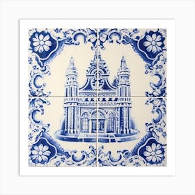 London England Delft Tile Illustration 2 Art Print