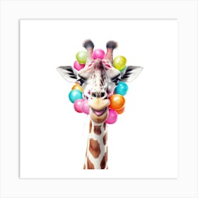 Giraffe With Balloons 4 Art Print