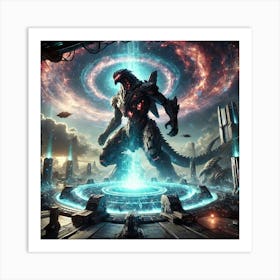 A Dramatic Sci Fi Scene Depicting Guardians Of Dimensional Rifts Art Print