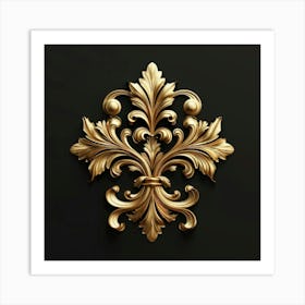 Golden Floral Decoration Art Print