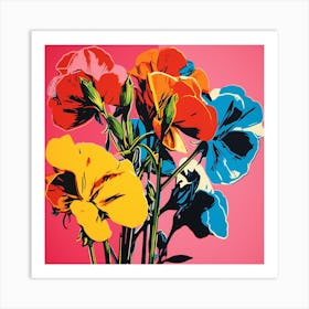 Andy Warhol Style Pop Art Flowers Sweet Pea 4 Square Art Print