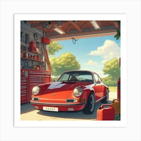 Porsche 911 In Garage Art Print