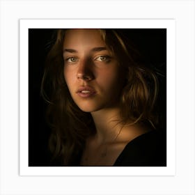 Portrait of a young woman in low light Art Print