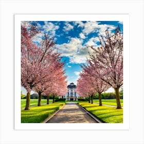 Cherry Blossoms In The Park 1 Art Print