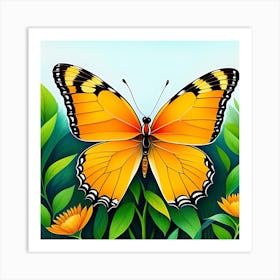 Butterfly On A Flower Art Print