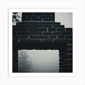 Brick Fireplace In The Fog Art Print