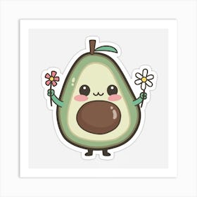 Avocado - Kawaii Art Print