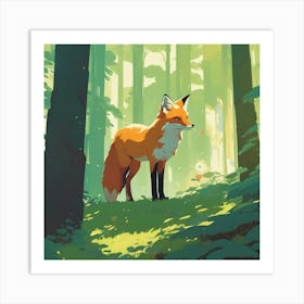 Fox In The Forest 43 Art Print