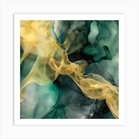 Emerald Gold Flow 15 Art Print