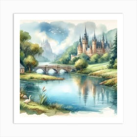 Watercolor Of A Castle 1 Art Print