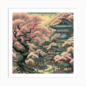 Cherry Blossom Trees In Full Bloom (11) Art Print