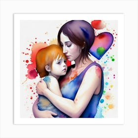 Mother And Son Painting Art Print