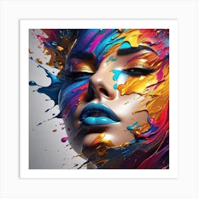 Paint Splashed Face Art Print