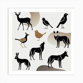 Silhouettes Of Animals 3 Art Print