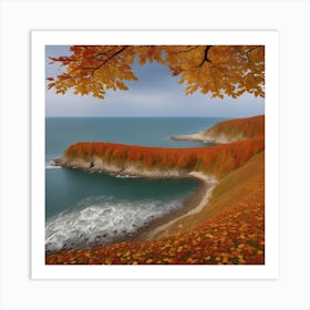 Autumn Leaves On The Beach Art Print