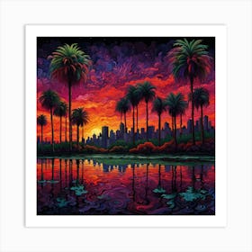 Sunset Over Los Angeles Art Print