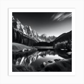 Black And White Mountain Landscape 20 Art Print