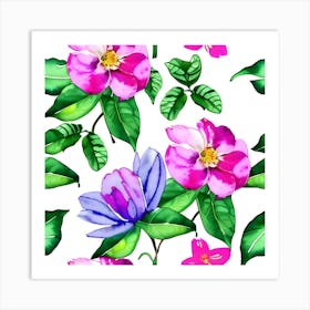 Watercolor Floral Pattern Art Print