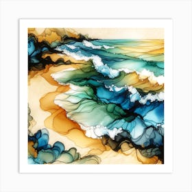 Alcohol Ink Sandy Beach and Surf 2 Art Print