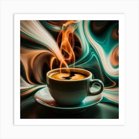 Coffee Cup With Flames 2 Art Print