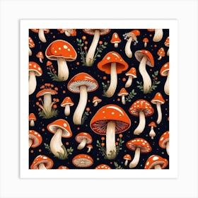 Seamless Pattern With Mushrooms 16 Art Print