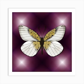 Mechanical Butterfly The Aporia Crataegi On A Purple Background Art Print