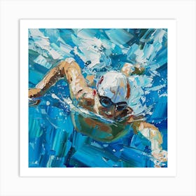 A Swimmer In A Pool Oil Painting Illustration 1718672375 1 Art Print