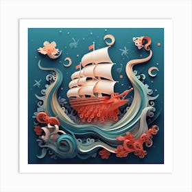 Ship In The Sea 2 Art Print