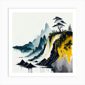 Colored Falls Ink Painting (20) Art Print