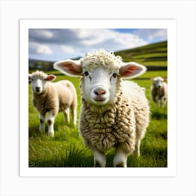 Nature Wool Farm Animal Herd Countryside Grass Sheep Mammal Green Landscape Farming Meado (1) Art Print